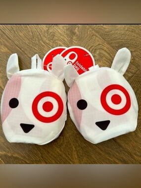 Target Bullseye Dog White Red Reusable Shopping Bags Bundle of Two New With Tags